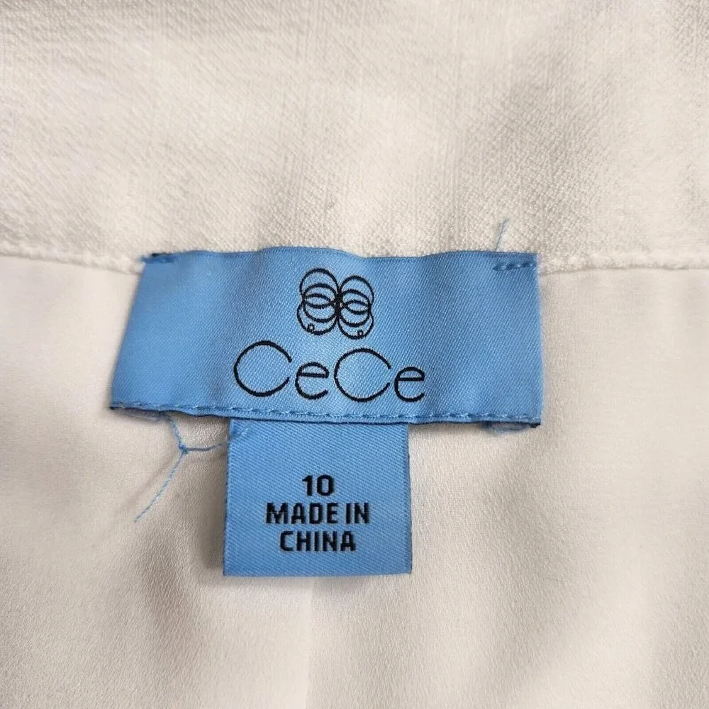 CeCe Women's Shorts Size 10 Paperbag Tie-Front White Casual Shorts (21) - Picture 6 of 10